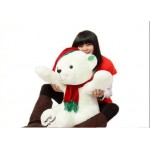 White 2 Feet Merry Christmas Teddy Bear with cap and muffler